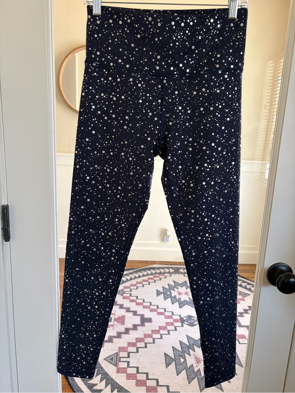 Balance Collection Navy Leggings with Silver Dot Print